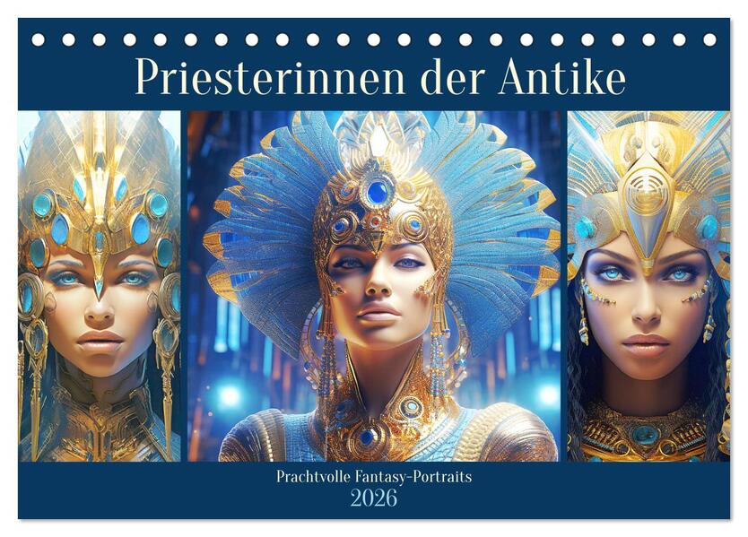 Priesterinnen der Antike. Prachtvolle Fantasy-Portraits (Tischkalender 2026 DIN A5 quer) CALVENDO Monatskalender
