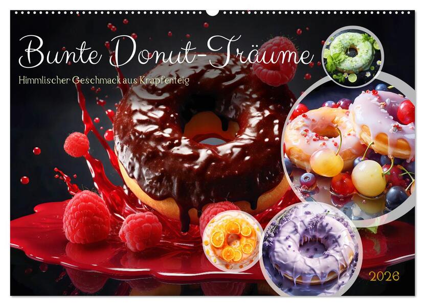 Bunte Donut-Träume - Himmlischer Geschmack aus Krapfenteig (Wandkalender 2026 DIN A2 quer) CALVENDO Monatskalender