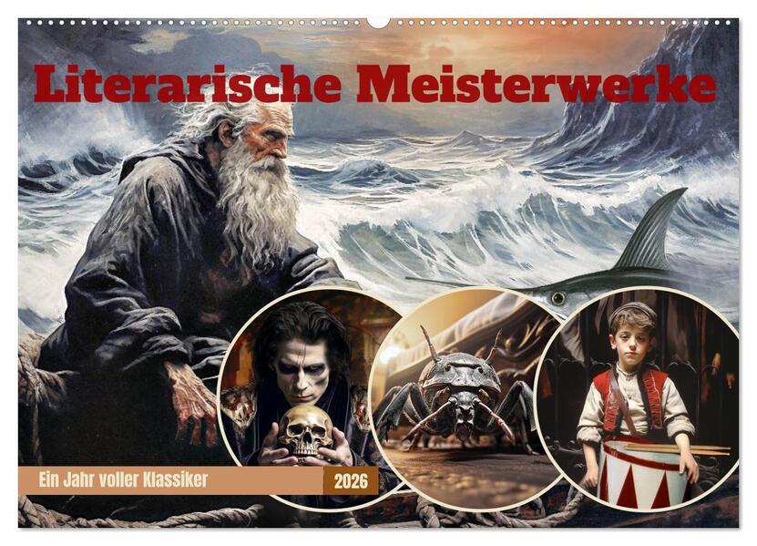 Literarische Meisterwerke (Wandkalender 2026 DIN A2 quer) CALVENDO Monatskalender