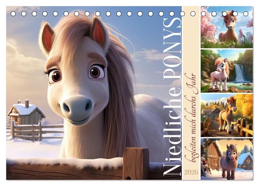 Niedliche Ponys (Tischkalender 2026 DIN A5 quer) CALVENDO Monatskalender