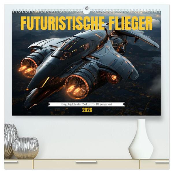 Futuristische Flieger (hochwertiger Premium Wandkalender 2026 DIN A2 quer) Kunstdruck in Hochglanz