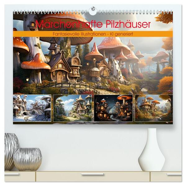 Märchenhafte Pilzhäuser (hochwertiger Premium Wandkalender 2026 DIN A2 quer) Kunstdruck in Hochglanz