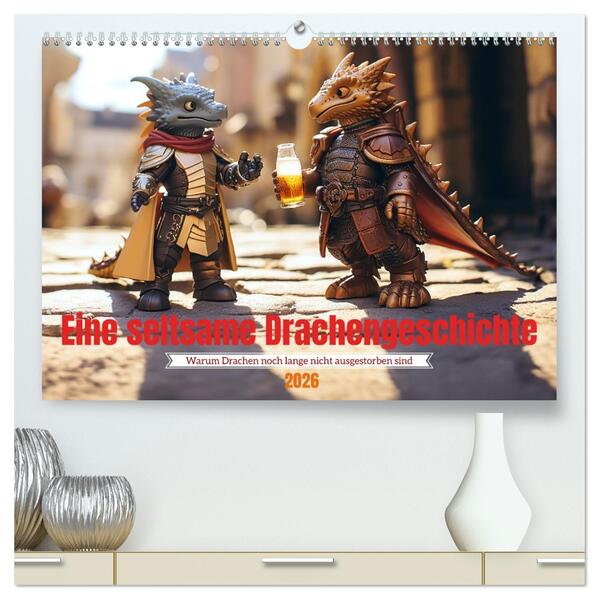 Eine seltsame Drachengeschichte (hochwertiger Premium Wandkalender 2026 DIN A2 quer) Kunstdruck in Hochglanz
