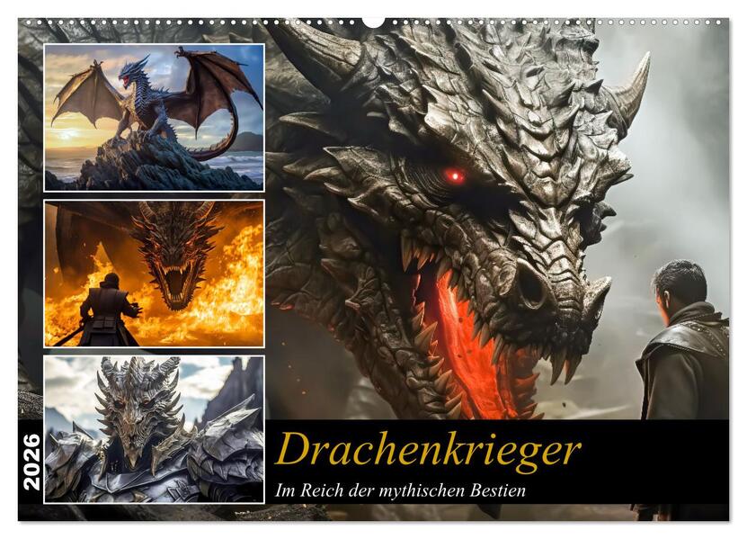 Drachenkrieger (Wandkalender 2026 DIN A2 quer) CALVENDO Monatskalender