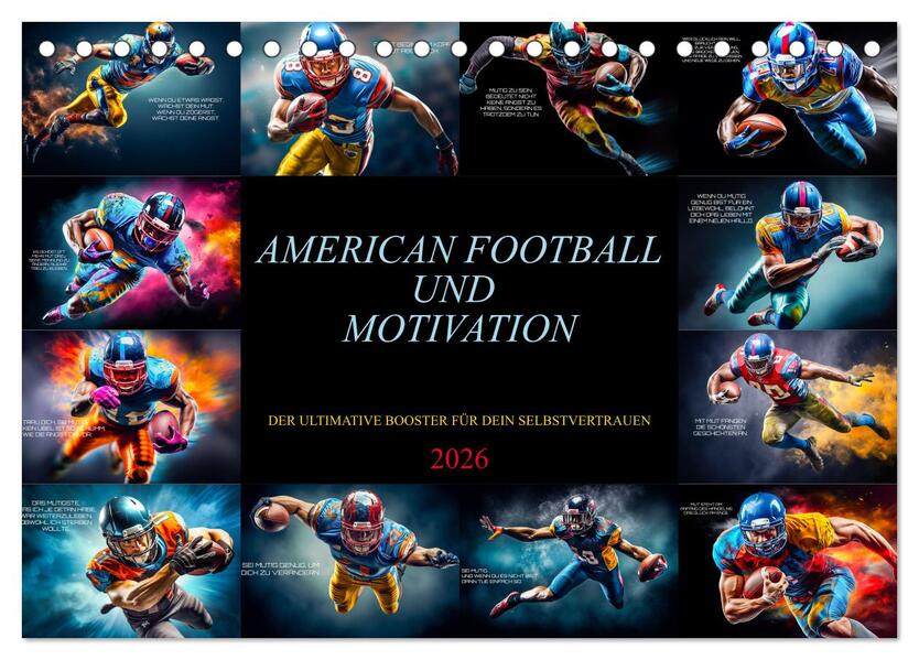 American Football und Motivation (Tischkalender 2026 DIN A5 quer) CALVENDO Monatskalender