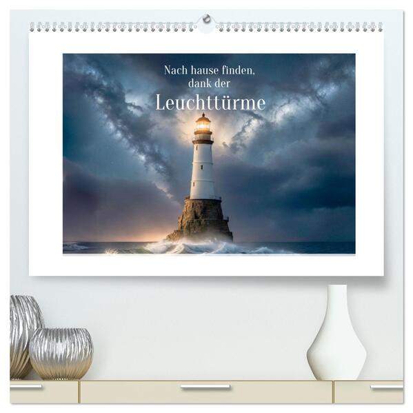 Nach Hause finden die Leuchttürme (hochwertiger Premium Wandkalender 2026 DIN A2 quer) Kunstdruck in Hochglanz