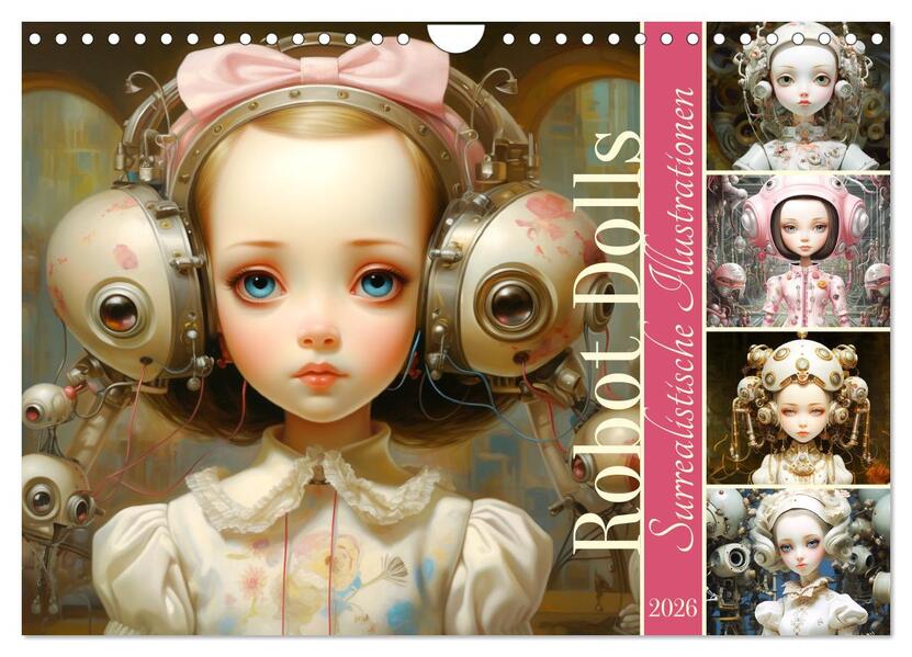 Roboter Puppen. Surrealistische Illustrationen (Wandkalender 2026 DIN A4 quer) CALVENDO Monatskalender
