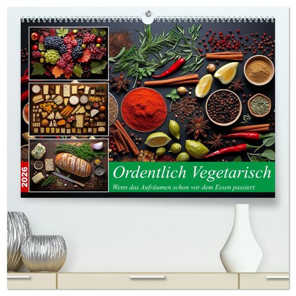 Ordentlich Vegetarisch (hochwertiger Premium Wandkalender 2026 DIN A2 quer) Kunstdruck in Hochglanz