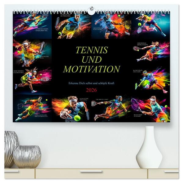 Tennis und Motivation (hochwertiger Premium Wandkalender 2026 DIN A2 quer) Kunstdruck in Hochglanz
