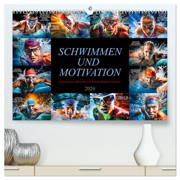 Schwimmen und Motivation (hochwertiger Premium Wandkalender 2026 DIN A2 quer) Kunstdruck in Hochglanz
