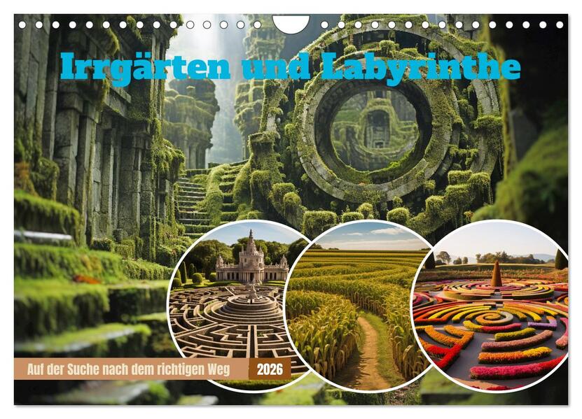 Irrgärten und Labyrinthe (Wandkalender 2026 DIN A4 quer) CALVENDO Monatskalender