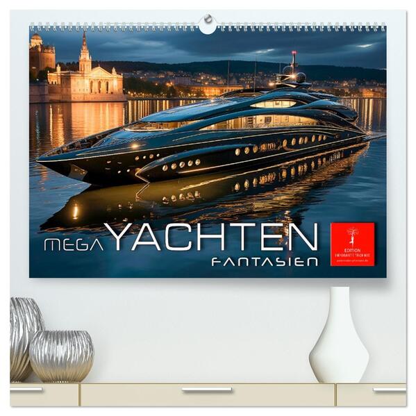 Mega Yachten Fantasien (hochwertiger Premium Wandkalender 2026 DIN A2 quer) Kunstdruck in Hochglanz