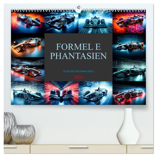 Formel E Phantasien (hochwertiger Premium Wandkalender 2026 DIN A2 quer) Kunstdruck in Hochglanz