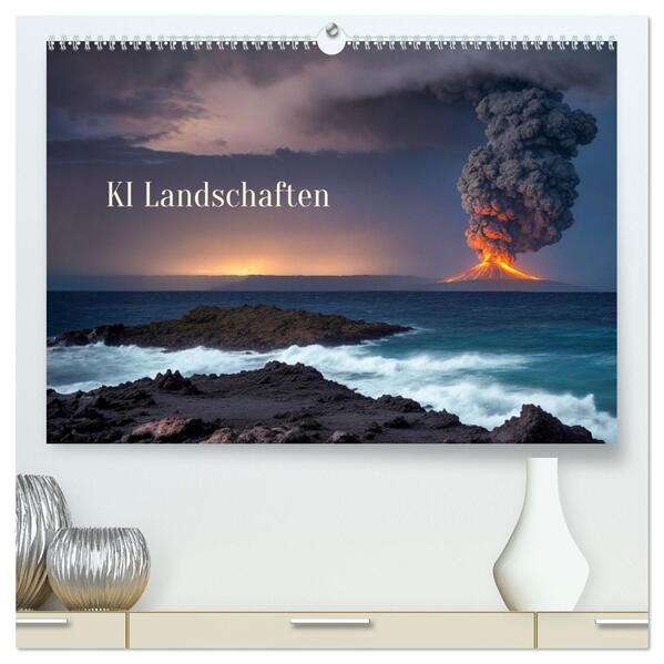 KI Landschaften (hochwertiger Premium Wandkalender 2026 DIN A2 quer) Kunstdruck in Hochglanz