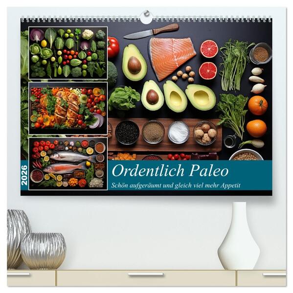 Ordentlich Paleo (hochwertiger Premium Wandkalender 2026 DIN A2 quer) Kunstdruck in Hochglanz