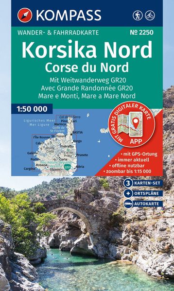 KOMPASS Wanderkarten-Set 2250 Korsika Nord Corse du Nord Weitwanderweg GR20 (3 Karten) 1:50.000