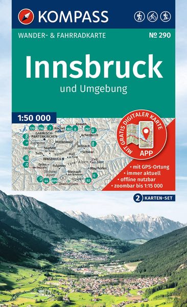 Kompass Karten GmbH Kompass Wanderkarten-Set 290 Innsbruck Und Umgebung (2 Karten) 1, 50.000