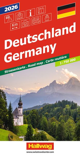 Hallwag Strassenkarte Deutschland 2026 1:750.000