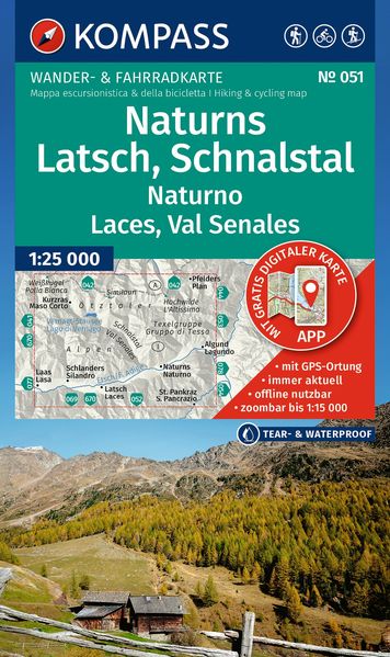 KOMPASS Wanderkarte 051 Naturns Latsch Schnalstal / Naturno Laces Val Senales 1:25.000