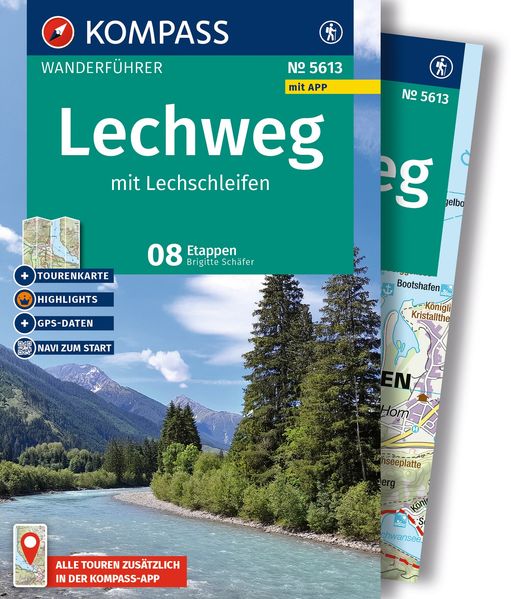 Kompass Karten GmbH Kompass Wanderführer Lechweg Mit Lechschleifen 16 Touren Und Etappen Mit Extra-Tourenkarte