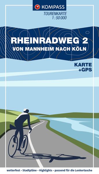 KOMPASS Fahrrad-Tourenkarte Rheinradweg 2 von Mannheim nach Köln 1:50.000