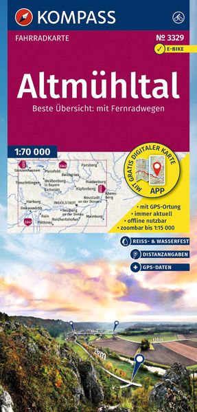 KOMPASS Fahrradkarte 3329 Altmühltal 1:70.000