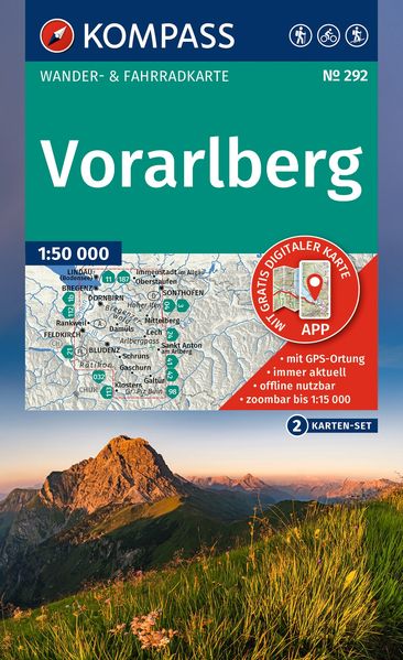 KOMPASS Wanderkarten-Set 292 Vorarlberg (2 Karten) 1:50.000