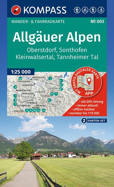 Kompass Karten GmbH Kompass Wanderkarten-Set 003 Allgäuer Alpen Oberstdorf Sonthofen Kleinwalsertal Tannheimer Tal (2 Karten) 1, 25.000
