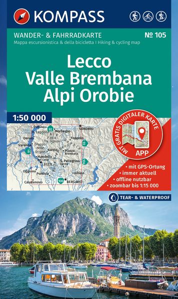 KOMPASS Wanderkarte 105 Lecco Valle Brembana Alpi Orobie 1:50.000