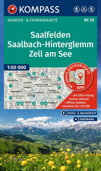 KOMPASS Wanderkarte 30 Saalfelden Saalbach-Hinterglemm Zell am See 1:50.000