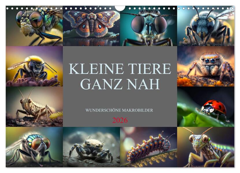 Kleine Tiere ganz nah (Wandkalender 2026 DIN A3 quer) CALVENDO Monatskalender