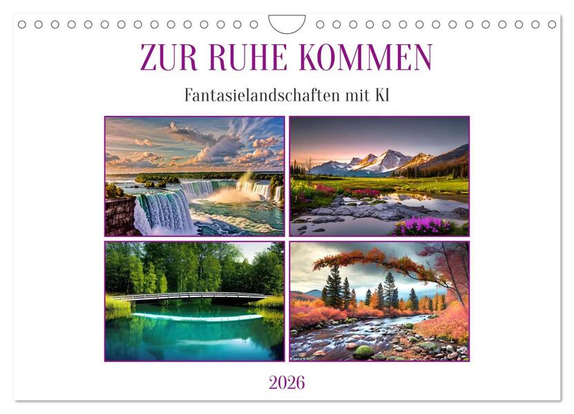 Zur Ruhe kommen Fantasiereisen mit KI (Wandkalender 2026 DIN A4 quer) CALVENDO Monatskalender