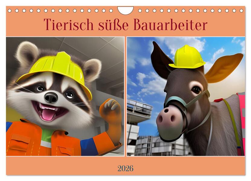Tierisch süße Bauarbeiter (Wandkalender 2026 DIN A4 quer) CALVENDO Monatskalender