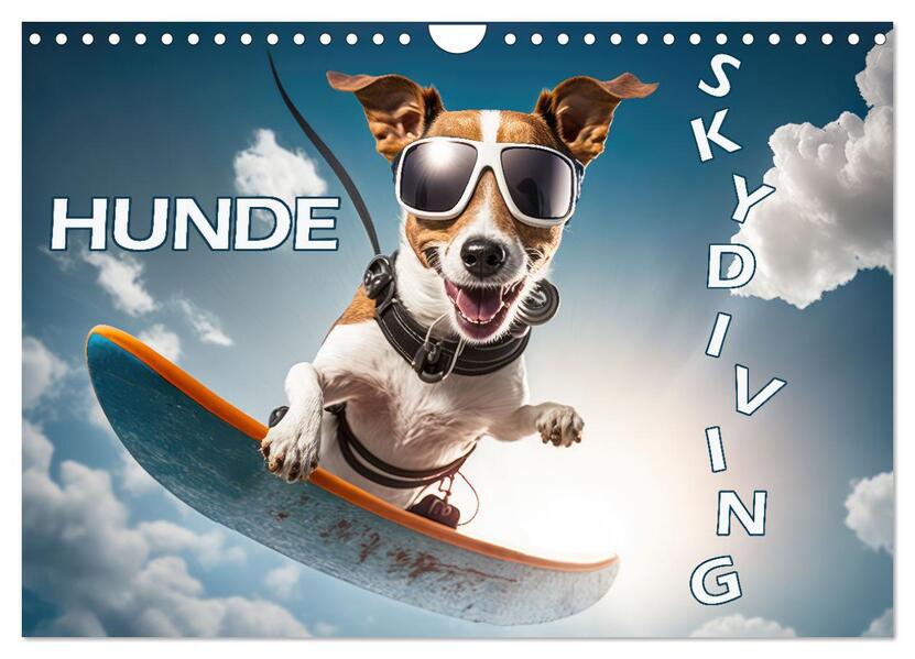 Hunde Skydiving (Wandkalender 2026 DIN A4 quer) CALVENDO Monatskalender