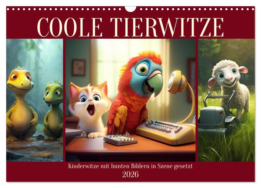 Coole Tierwitze (Wandkalender 2026 DIN A3 quer) CALVENDO Monatskalender