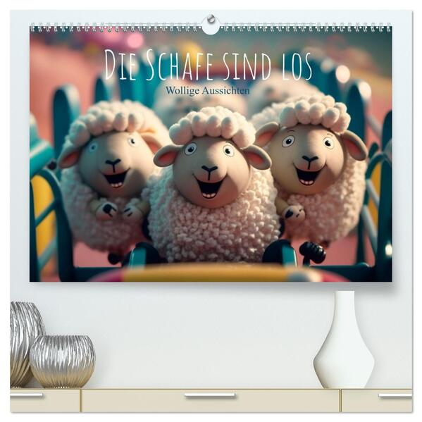 Die Schafe sind los Wollige Aussichten (hochwertiger Premium Wandkalender 2026 DIN A2 quer) Kunstdruck in Hochglanz