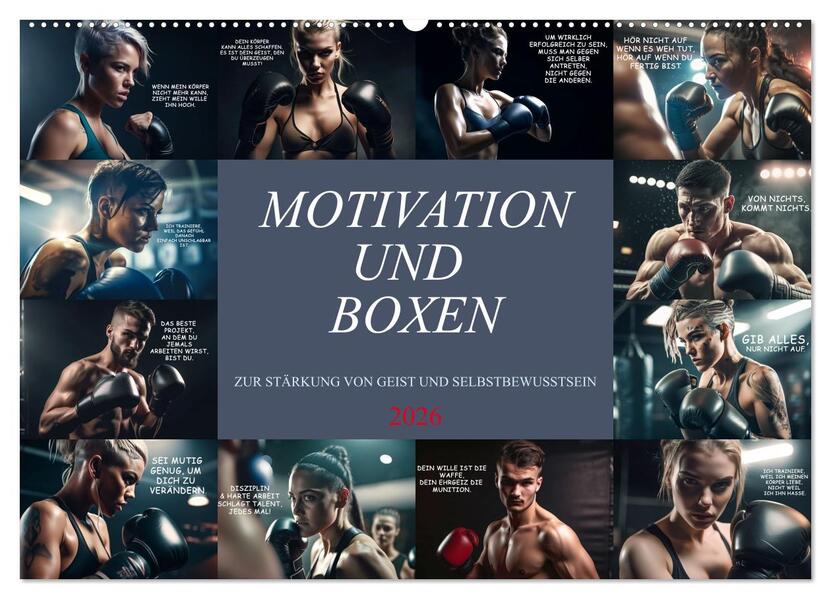 Motivation und Boxen (Wandkalender 2026 DIN A2 quer) CALVENDO Monatskalender