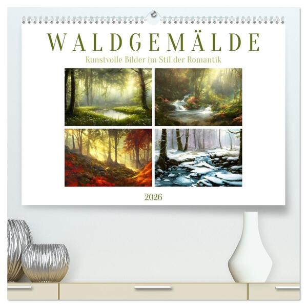 Waldgemälde (hochwertiger Premium Wandkalender 2026 DIN A2 quer) Kunstdruck in Hochglanz
