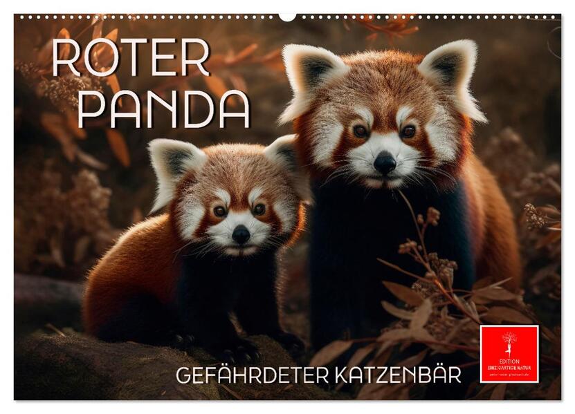 Roter Panda - gefährdeter Katzenbär (Wandkalender 2026 DIN A2 quer) CALVENDO Monatskalender