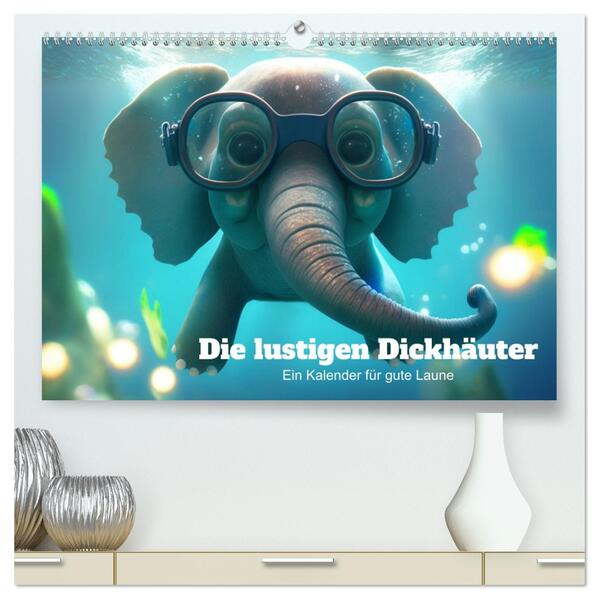 Die lustigen Dickhäuter. Ein Kalender für gute Laune (hochwertiger Premium Wandkalender 2026 DIN A2 quer) Kunstdruck in Hochglanz