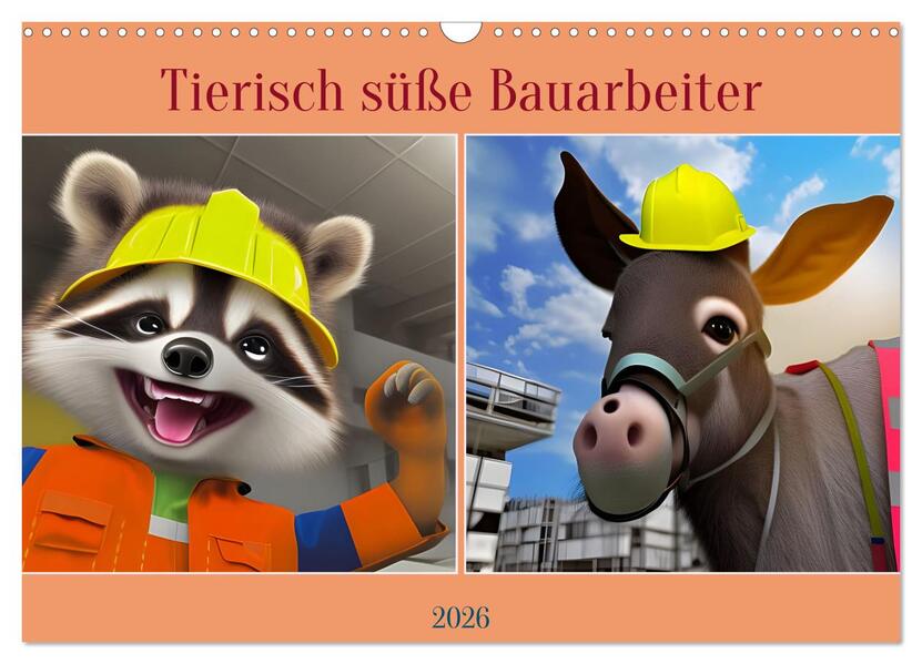 Tierisch süße Bauarbeiter (Wandkalender 2026 DIN A3 quer) CALVENDO Monatskalender