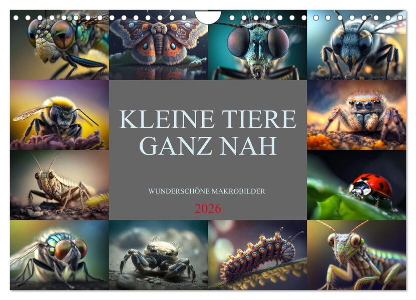 Kleine Tiere ganz nah (Wandkalender 2026 DIN A4 quer) CALVENDO Monatskalender