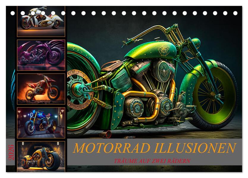 Motorrad illusionen (Tischkalender 2026 DIN A5 quer) CALVENDO Monatskalender