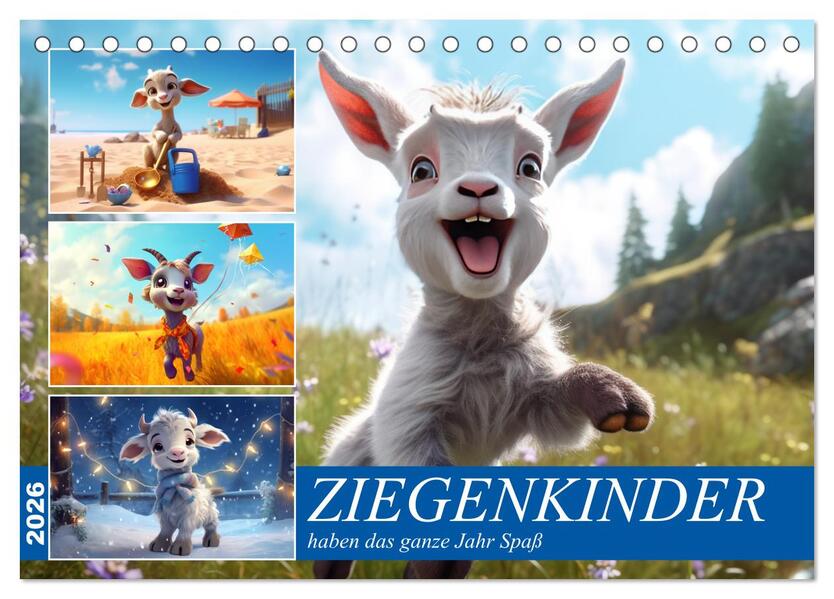 Ziegenkinder haben das ganze Jahr Spaß (Tischkalender 2026 DIN A5 quer) CALVENDO Monatskalender