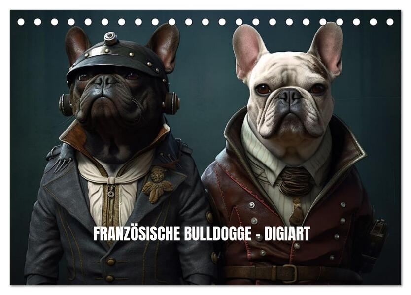 Französische Bulldogge KI Digiart (Tischkalender 2026 DIN A5 quer) CALVENDO Monatskalender
