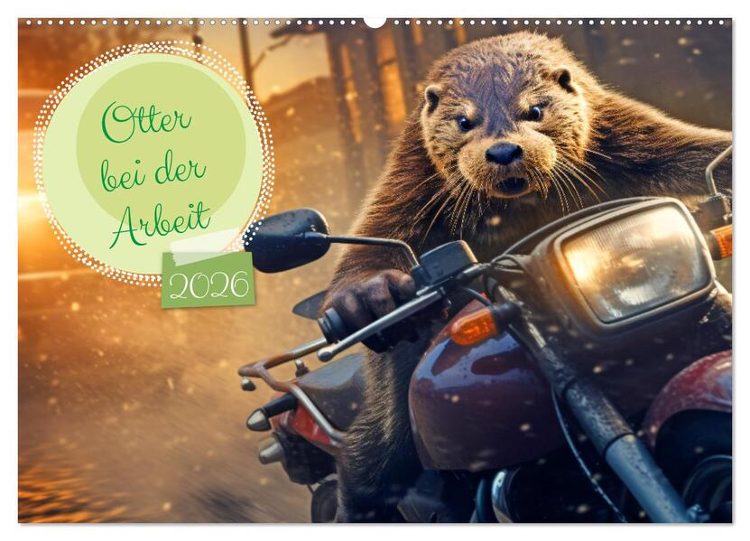Otter bei der Arbeit (Wandkalender 2026 DIN A2 quer) CALVENDO Monatskalender