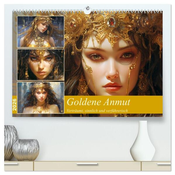 Goldene Anmut. Verträumt sinnlich und verführerisch (hochwertiger Premium Wandkalender 2026 DIN A2 quer) Kunstdruck in Hochglanz