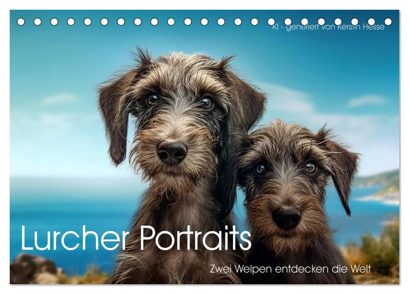Lurcher Portraits - Zwei Welpen entdecken die Welt (Tischkalender 2026 DIN A5 quer) CALVENDO Monatskalender