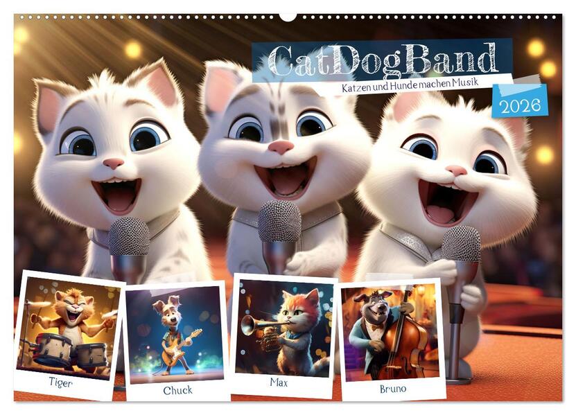 CatDogBand (Wandkalender 2026 DIN A2 quer) CALVENDO Monatskalender