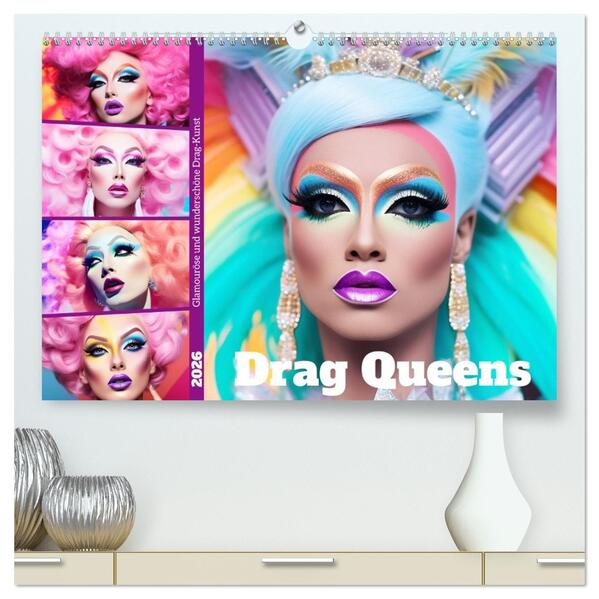 Drag Queens. Glamouröse und wunderschöne Drag-Kunst (hochwertiger Premium Wandkalender 2026 DIN A2 quer) Kunstdruck in Hochglanz